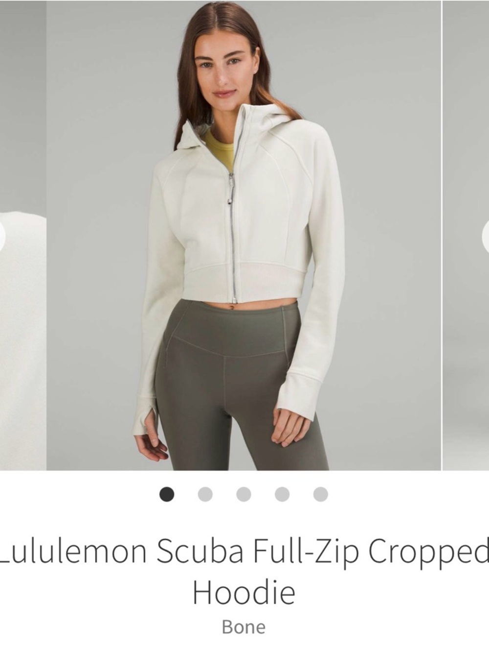 Lululemon Scuba Full-Zip Cropped Hoodie in Bone - size 4